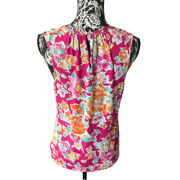 Chaps Floral Shirt Top Sleeveless Large Polo - Picture 2 of 2